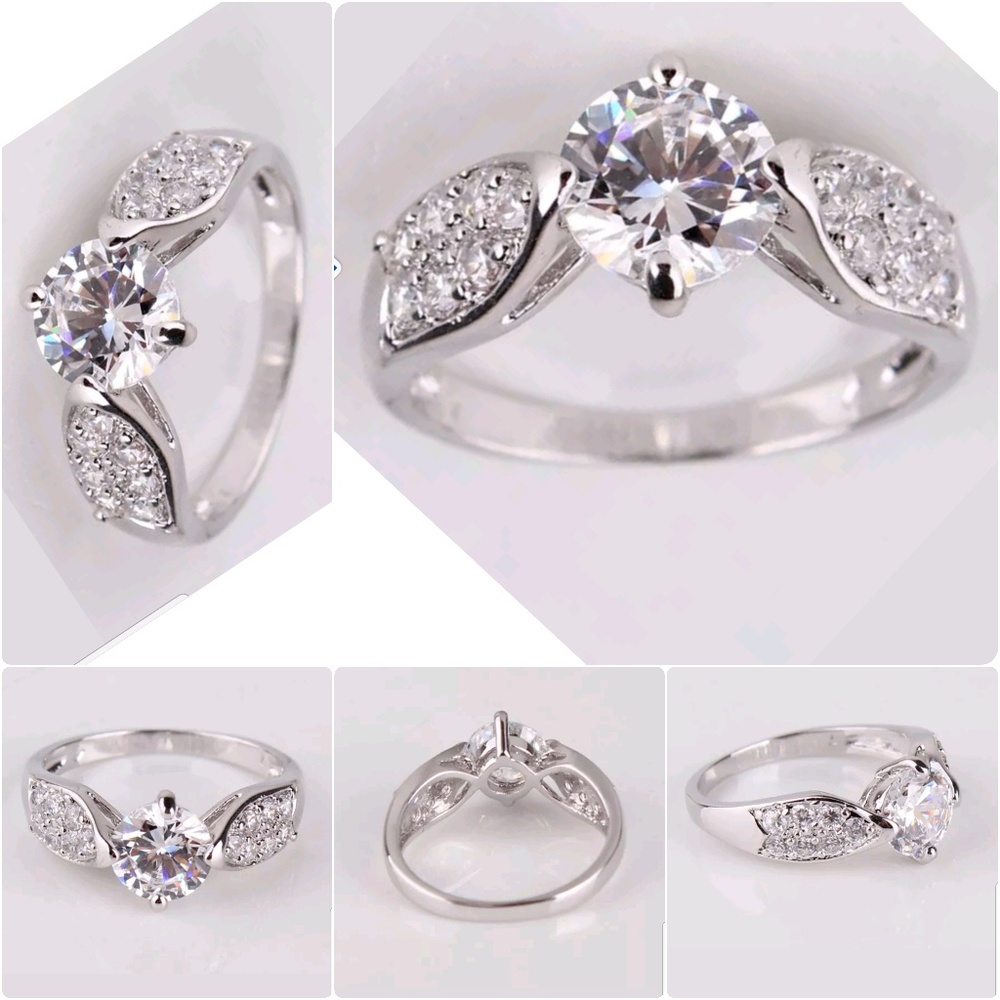 White Sapphire Crystal Fashion Rings18k white gold